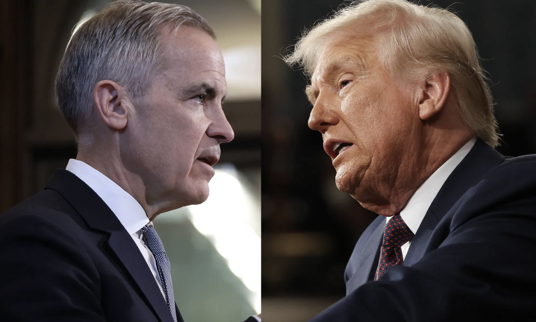 Thủ tướng Canada Mark Carney (trái) và Tổng thống Mỹ Donald Trump - Ảnh: Bloomberg.