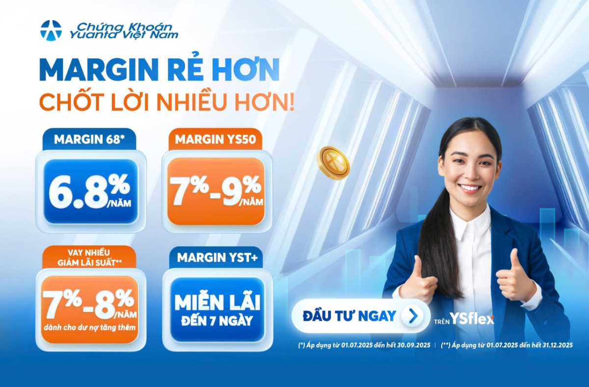 Yuanta Việt Nam cung cấp đa dạng các sản phẩm giao dịch ký quỹ (margin) với lãi vay thấp hàng đầu hiện nay.