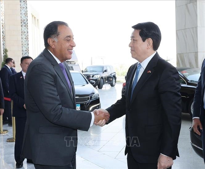 Chủ tịch nước Lương Cường và Thủ tướng Ai Cập Mostafa Madbouly - Ảnh: TTXVN