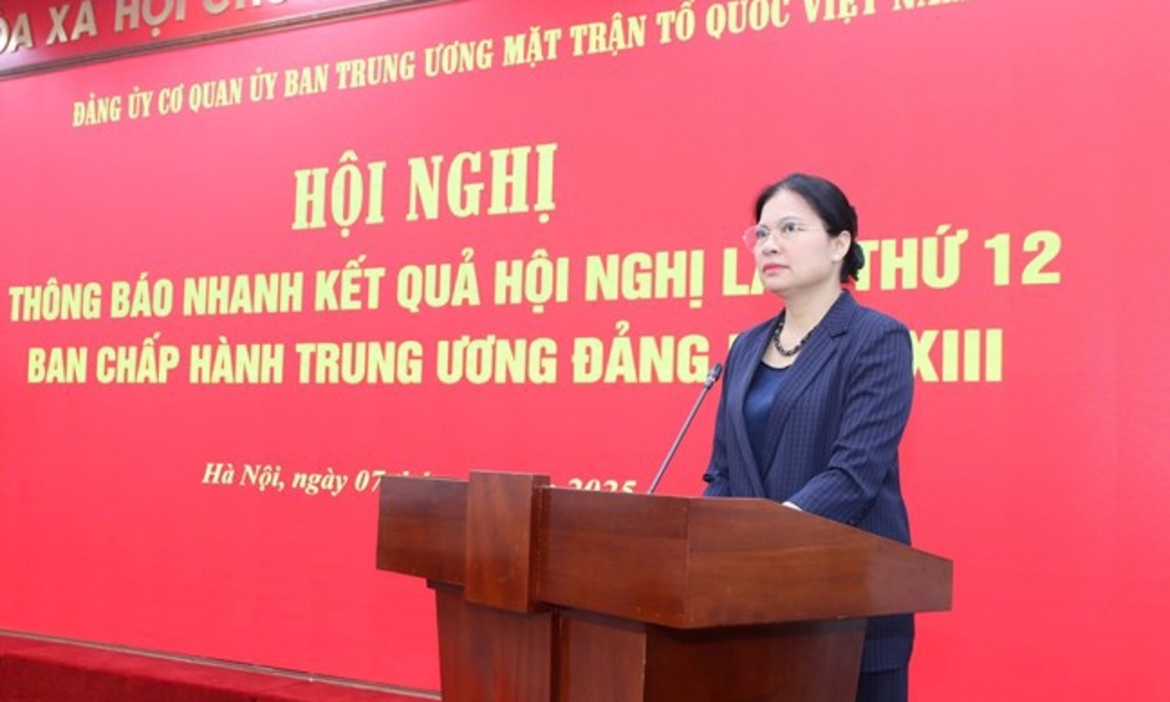 Bà Hà Thị Nga - Ủy viên Trung ương Đảng, Ủy viên Ban Thường vụ Đảng ủy Mặt trận Tổ quốc, các đoàn thể Trung ương, Phó Bí thư Thường trực Đảng ủy Cơ quan Ủy ban Trung ương Mặt trận Tổ quốc Việt Nam, Phó Chủ tịch Ủy ban Trung ương Mặt trận Tổ quốc Việt Nam. Ảnh: mattran.org.vn.