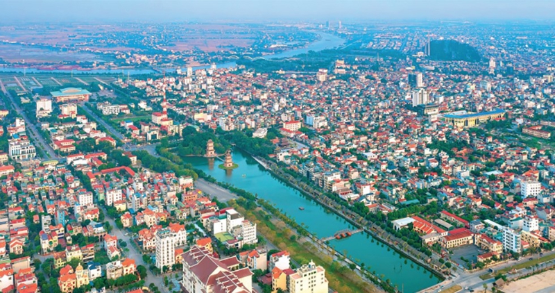 Một góc thành phố Ninh Bình nhìn từ trên cao. Ảnh: Ngọc Linh