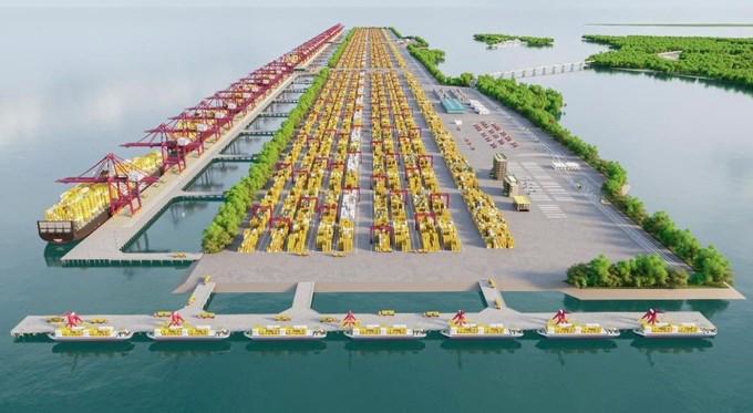 Phối cảnh cảng trung chuyển quốc tế Cần Giờ. Ảnh: Portcoast