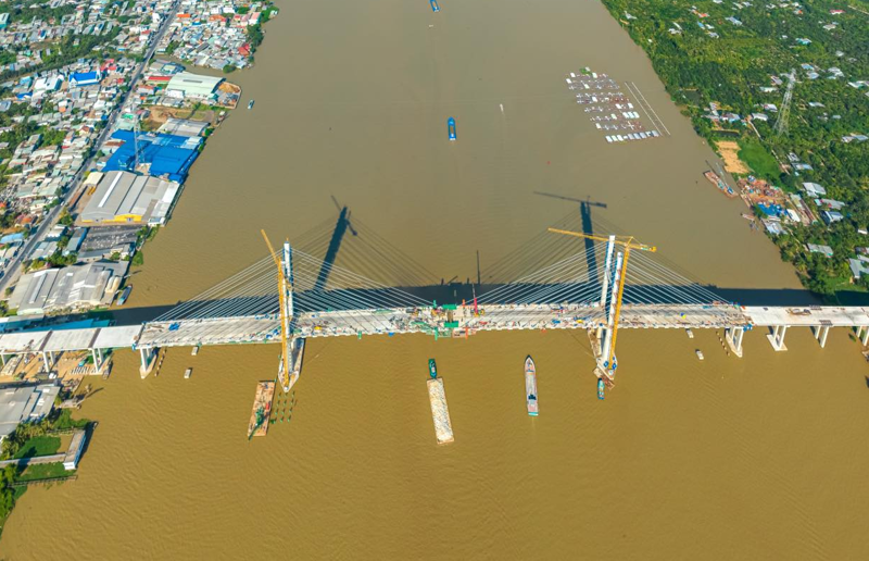 Cầu Rạch Miễu 2 hợp long vào ngày 19/4/2025 vừa qua. Ảnh: TL
