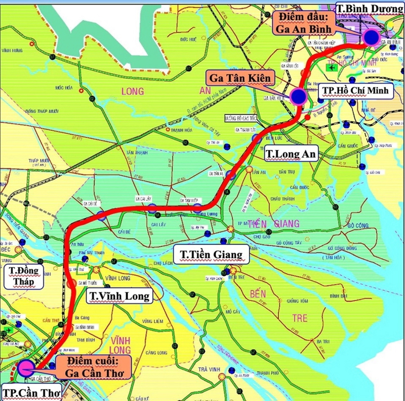 The HCMC-Can Tho route will pass through HCMC and the provinces of Tay Ninh, Dong Thap, and Vinh Long before reaching Can Tho city.