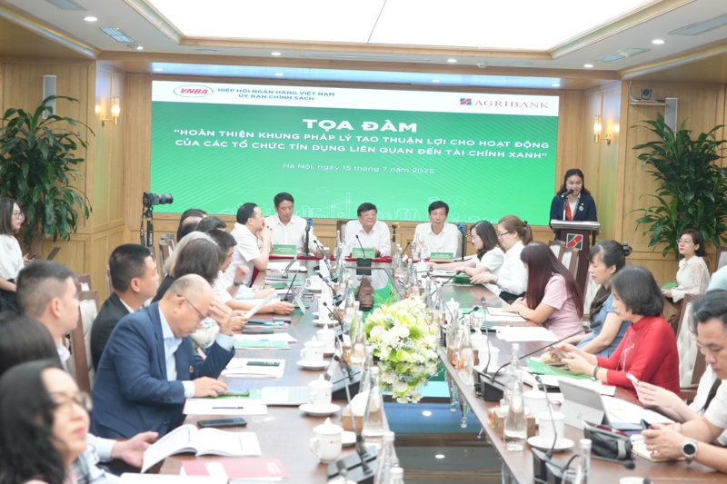 Đại diện các tổ chức tín dụng tham dự toạ đàm về tài chính xanh ngày 15/7/2025.