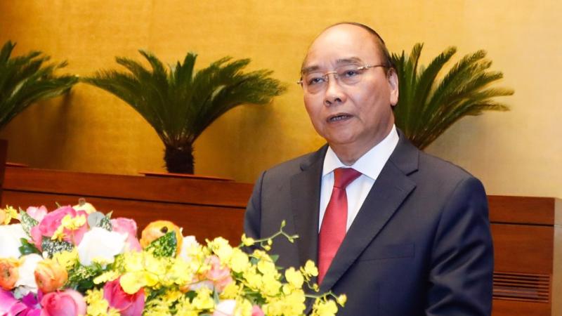 Thủ tướng Nguyễn Xuân Phúc tại Hội nghị toàn quốc quán triệt Nghị quyết Đại hội 13 của Đảng ngày 28/3 - Ảnh: VGP