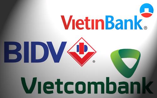 Logo của BIDV, Vietcombank và Vietinbank.<br>
