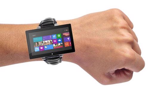 Một bức tranh ghép vui về tham vọng nhảy vào thị trường đồng hồ thông minh của Microsoft. Hãng nghiên cứu Gartner dự báo, thị trường các thiết bị điện tử 
thông minh có thể đeo trên người (wearable devices) sẽ đạt doanh thu 10 
tỷ USD trước năm 2016.