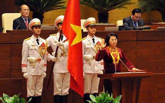 Lễ tuyên thệ đầu tiên của tân Chủ tịch Quốc hội Nguyễn Thị Kim Ngân, sáng 31/3.