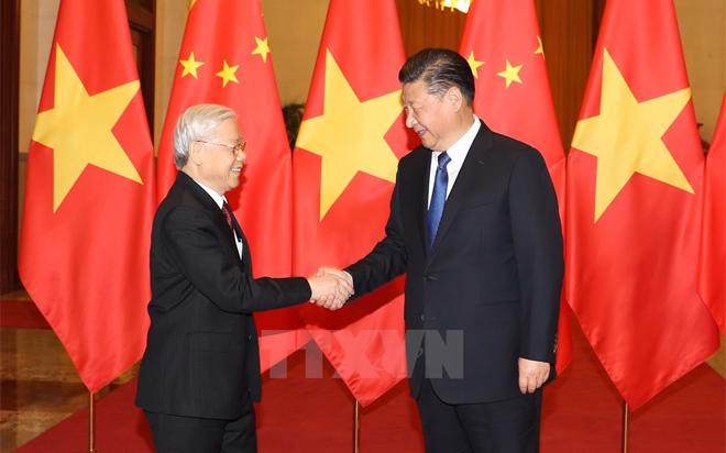 Chuyến thăm Trung Quốc của Tổng bí thư diễn ra vào thời điểm Việt - Trung chuẩn bị kỷ niệm 67 năm ngày thiết lập quan hệ ngoại giao - Ảnh: TTXVN.