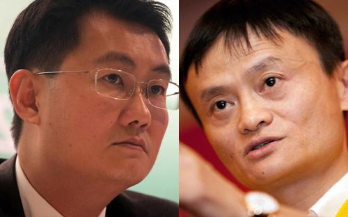 Pony Ma (bên trái) và Jack Ma, hai vị chủ tịch của Tencent và Alibaba.<br>