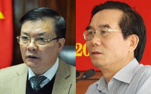 Tân Bộ trưởng Bộ Tài chính Đinh Tiến Dũng (bên trái) và tân Tổng kiểm toán Nhà nước Nguyễn Hữu Vạn.