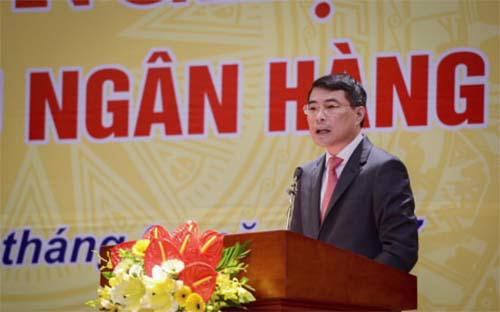 Thống đốc Lê Minh Hưng phát biểu tại hội nghị toàn ngành ngân hàng ngày 5/1 vừa qua.<br>