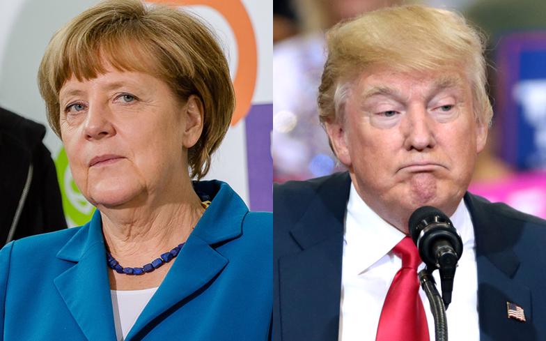 Thủ tướng Đức Angela Merkel (trái) và Tổng thống Mỹ Donald Trump.<br>