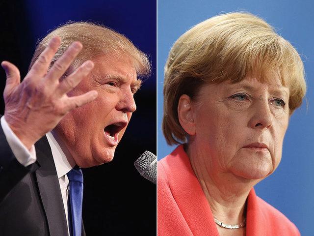 Tổng thống Mỹ Donald Trump (trái) và Thủ tướng Đức Angela Merkel.<br>