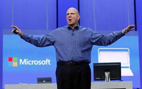 Hồi cuối tháng 8, CEO Steve Ballmer của Microsoft đã bất ngờ tuyên bố sẽ nghỉ hưu và rời khỏi vị trí của mình trong 12 tháng tới - Ảnh: Reuters. 