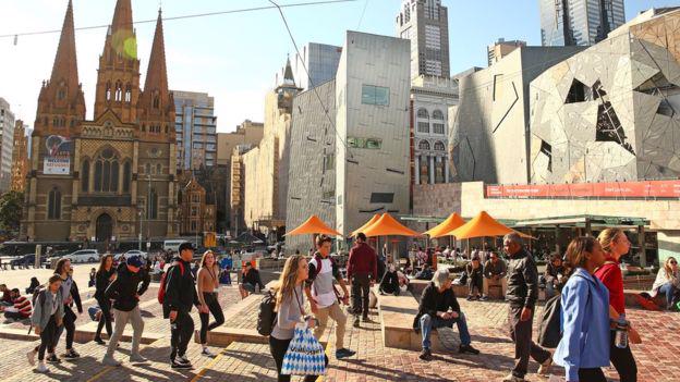 Quảng trường Liên bang ở Melbourne, Australia - Ảnh: Getty/BBC.<br>