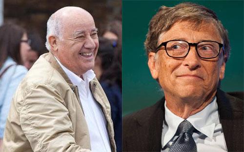 Tỷ phú Amancio Ortega (trái) và tỷ phú Bill Gates (phải).<br>