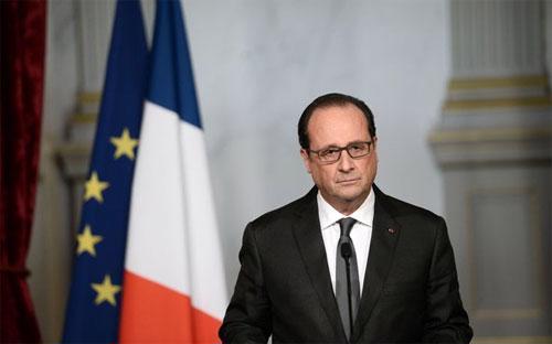 Tổng thống Pháp Francois Hollande phát biểu sáng ngày 14/11 - Ảnh: New York Times.<br>