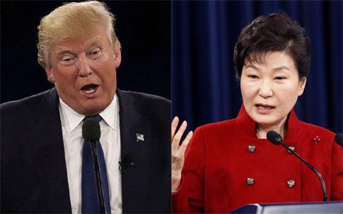 Tổng thống đắc cử Mỹ Donald Trump (trái) và Tổng thống Hàn Quốc Park Geun-hye.<br>