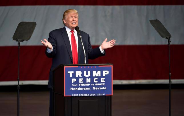 Ứng cử viên Tổng thống Mỹ Donald Trump phát biểu ở Nevada ngày 5/10 - Ảnh: Reuters.<br>
