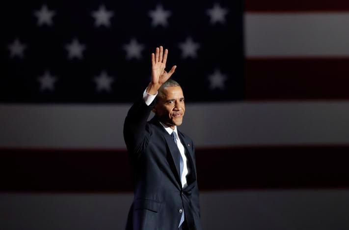 Tổng thống Mỹ Barack Obama trong bài phát biểu từ biệt kết thúc nhiệm kỳ, ngày 10/1 tại Chicago - Ảnh: Reuters.