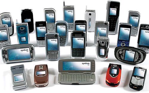 Một số loại điện thoại chạy hệ điều hành Symbian của Nokia.<br>