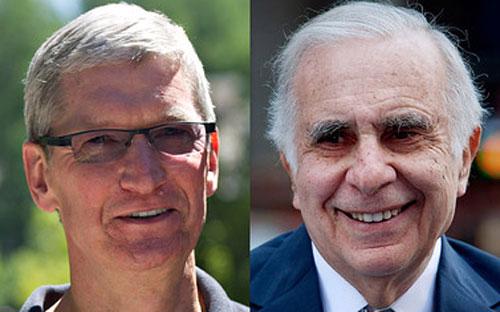 CEO Tim Cook của Apple và nhà đầu tư tỷ phú Carl Icahn - Ảnh: Bloomberg.<br>