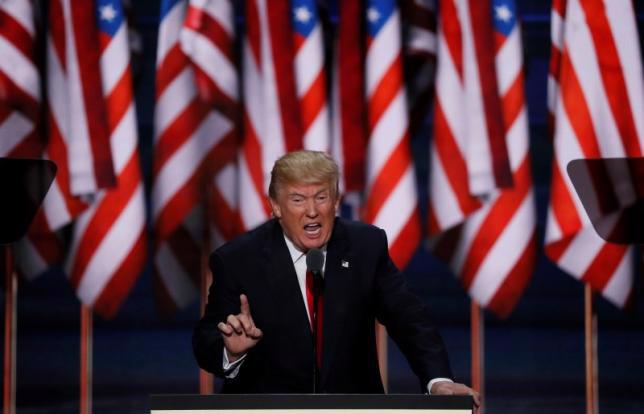 Ứng cử viên Tổng thống Mỹ Donald Trump phát biểu tại đại hội Đảng Cộng hòa ngày 21/7 - Ảnh: Reuters.<br>