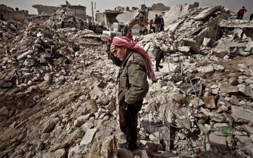 Một bức ảnh chụp vào năm 2013 cho thấy cuộc sống khốn khổ của người dân Syria ở vùng chiến sự - Nguồn: Oxfam.<br>