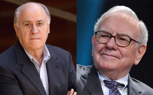 Tỷ phú Amancio Ortega (trái) và tỷ phú Warren Buffett - Ảnh: Bloomberg.<br>