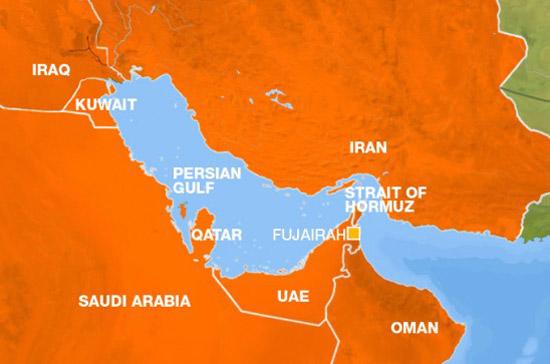 Vị trí chiến lược của eo biển Hormuz trong hải trình vận tải dầu lửa từ khu vực Trung Đông ra thế giới.