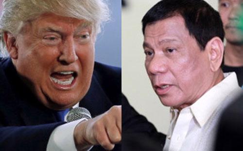 Ứng viên Tổng thống Mỹ Donald Trump (trái) và Tổng thống Philippines Rodrigo R. Duterte.<br>