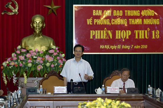 Thủ tướng Nguyễn Tấn Dũng, Phó thủ tướng Trương Vĩnh Trọng chỉ đạo phiên họp - Ảnh Chinhphu.vn