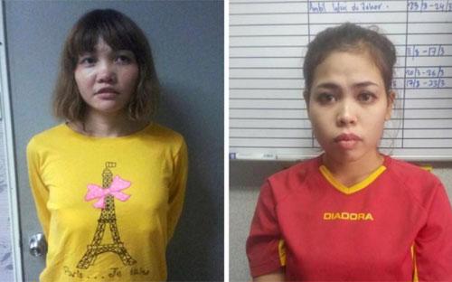 Hai nữ nghi phạm vụ giết Kim Jong Nam: Đoàn Thị&nbsp; Hương (trái và Siti Aisyah - Ảnh: Cảnh sát Malaysia/Reuters.<br>