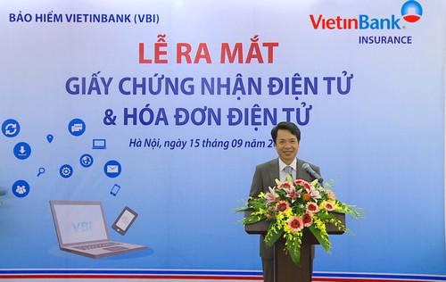 Bảo hiểm VietinBank (VBI) là một trong những công ty bảo hiểm đầu tiên phát hành giấy chứng nhận điện tử và hóa đơn điện tử tới khách hàng.