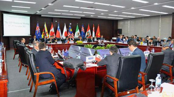 Cuộc họp cấp bộ trưởng TPP 11 tại Đà Nẵng ngày 9/11 - Ảnh: Nikkei.