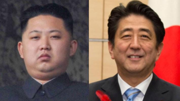 Nhà lãnh đạo Triều Tiên Kim Jong Un (trái) và Thủ tướng Nhật Bản Shinzo Abe.