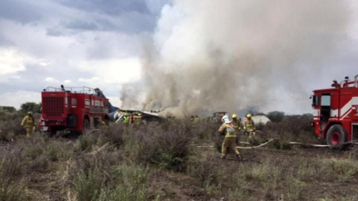 Lực lượng cứu hỏa và cứu hộ tại hiện trường vụ rơi máy bay ở Mexico ngày 31/7 - Ảnh: Reuters.