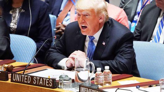 Tổng thống Mỹ Donald Trump phát biểu trong cuộc họp tại Hội đồng Bảo an Liên hiệp quốc ngày 26/9 - Ảnh: Getty/CNBC.