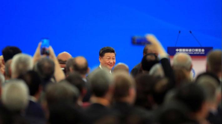 Chủ tịch Trung Quốc Tập Cận Bình tại lễ khai mạc  Hội chợ Nhập khẩu Quốc tế Trung Quốc (CIIE) ở Thượng Hải, sáng 5/11 - Ảnh: Reuters.