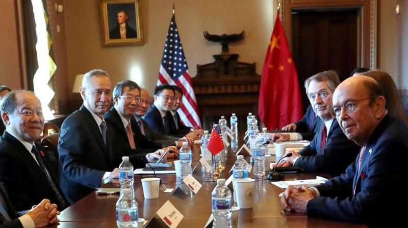 Các quan chức Mỹ và Trung Quốc trong vòng đàm phán thương mại vừa kết thúc ở Washington - Ảnh: ABC.