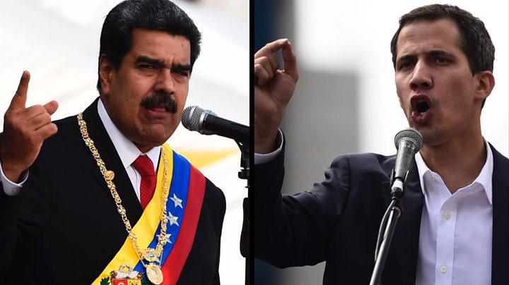 Tổng thống Nicolas Maduro của Venezuela và thủ lĩnh phe đối lập Juan Guaido - Ảnh: BBC.