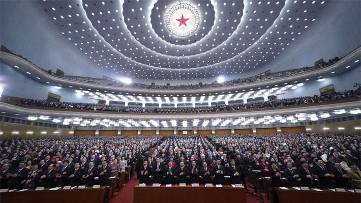 Các đại biểu Quốc hội Trung Quốc trong lễ khai mạc kỳ họp thường niên tại Đại lễ đường Nhân dân hôm 5/3 - Ảnh: Tân Hoa Xã.