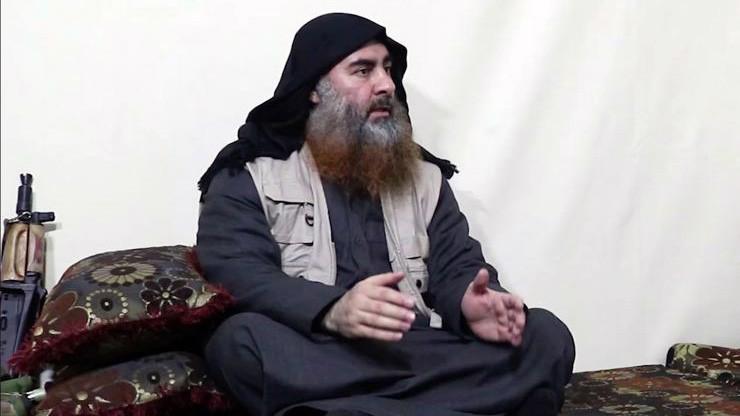 Tên Abu Bakr al-Baghdadi, thủ lĩnh khủng bố IS, xuất hiện trong đoạn video công bố ngày 29/4 - Ảnh: AP.