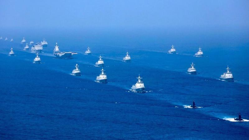 Tàu Trung Quốc diễn tập trên Biển Đông. Ảnh do thông tấn Trung Quốc Tân Hoa Xã công bố tháng 4/2018 - Nguồn: Navy Times.