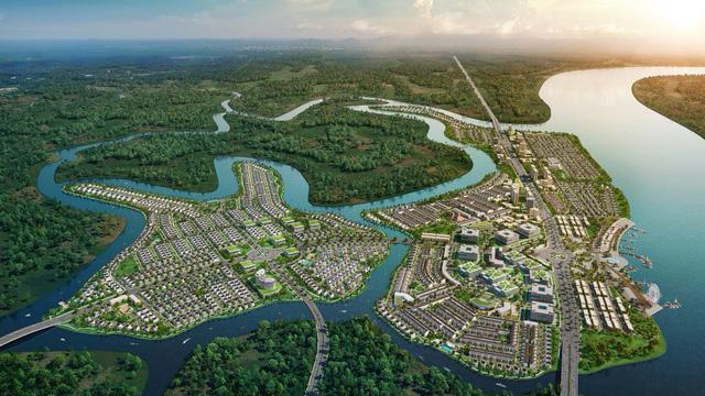 Khu đô thị Aqua City có diện tích hơn 600 hecta, thừa hưởng các yếu tố sinh thái tự nhiên đặc biệt với 3 mặt giáp sông.