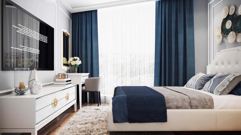 Phòng ngủ được thiết kế theo phong cách cổ điển của Le Grand Jardin.