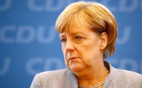 Thủ tướng Đức Angela Merkel tại cuộc họp báo của đảng CDU tại Berlin, Đức, ngày 25/9 - Ảnh: Reuters.<br>