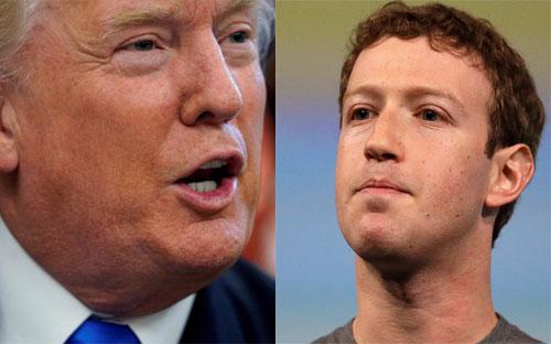 Tổng thống Mỹ Donald Trump (trái) và CEO Facebook Mark Zuckerberg.<br>